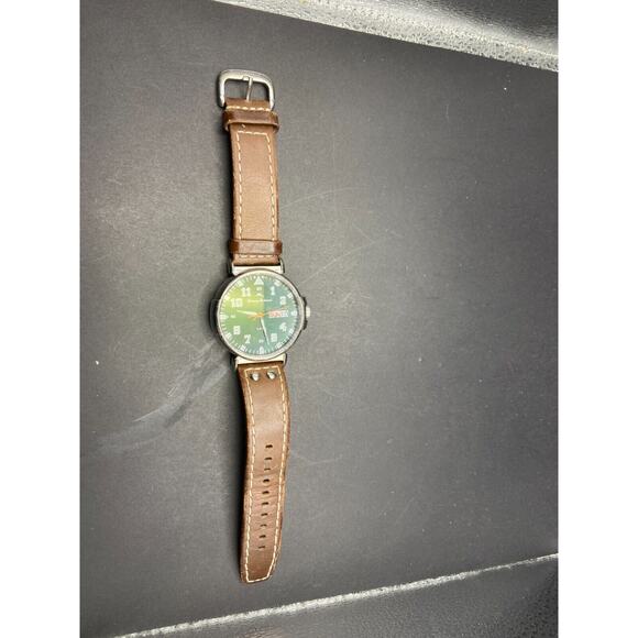 Tommy Bahama 268969SLV Men's Green Analog 5ATM Watch Brown Leather Strap Band - Picture 3 of 10